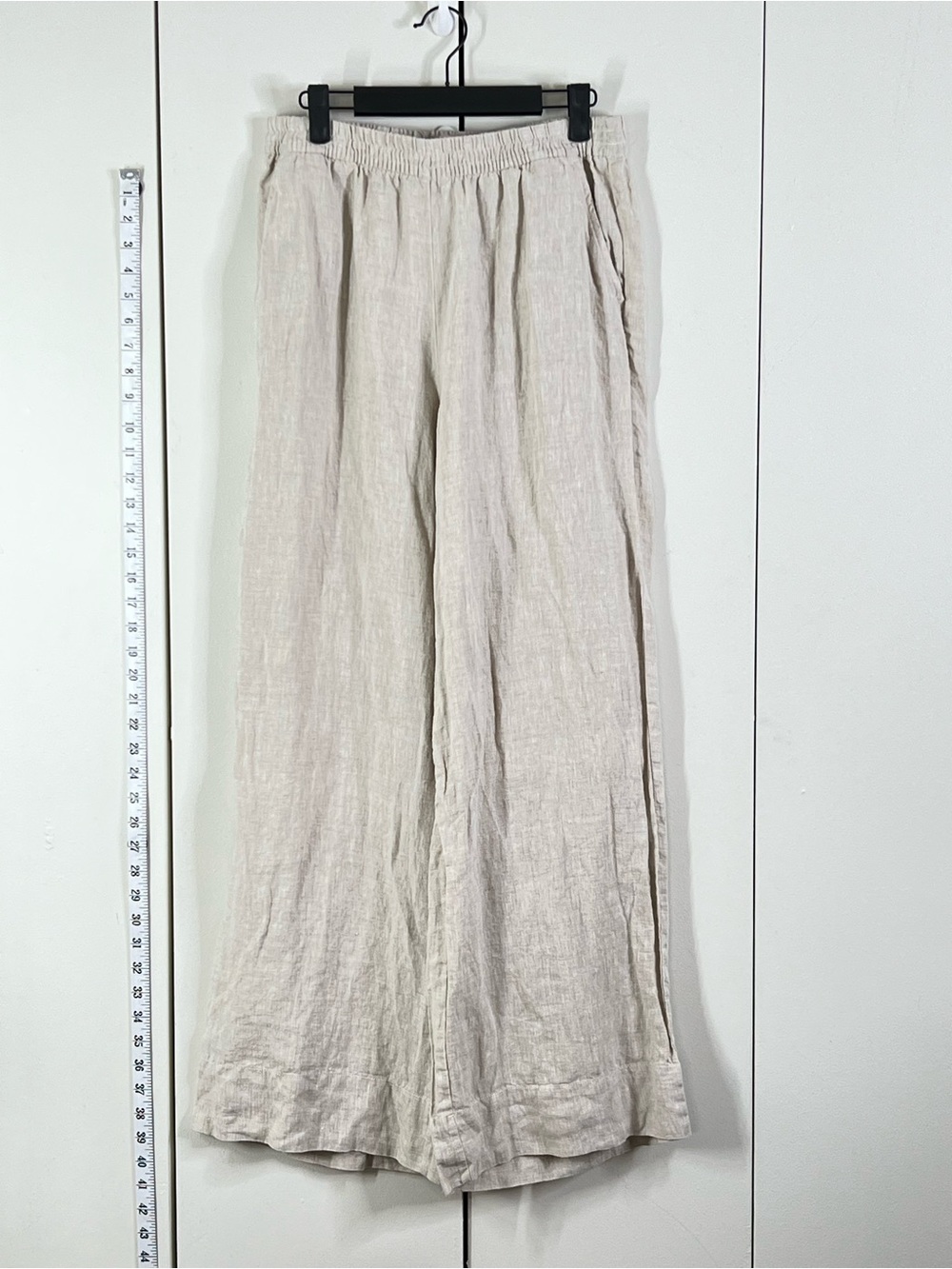 LOFT 100% Linen Wide Leg Pull On Pants Natural Beige Small